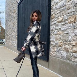 12th Tribe Belted Plaid Shacket S/M